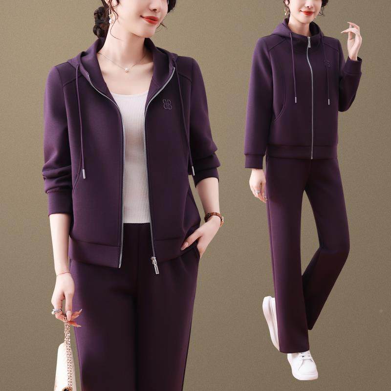 休闲运动套件装女春新款时洋气韩版连帽卫秋衣女士96580698跑步两