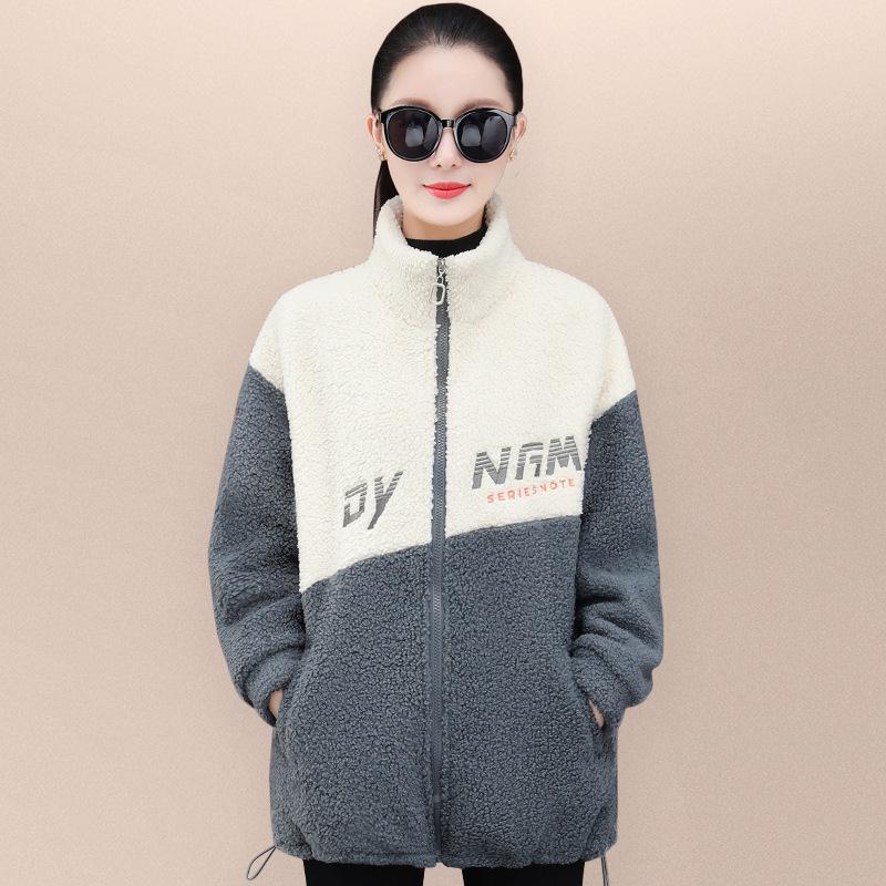 秋外套女新厚款加摇粒绒开衫立12-22013领保洋气暖显冬瘦羊羔毛休