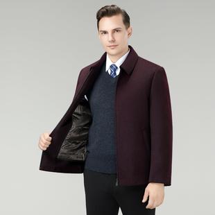 双面羊年毛呢子8302大夹衣男短款克外套暖活里活面羽绒服中保老爸