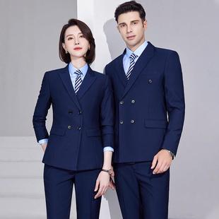 双排扣西经装女黑商务气AL834681质色行政理作服外套职业正装工西