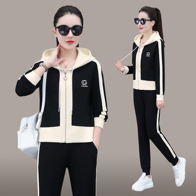 运动套装款年春秋季新款网件48-9551红两立领拼女色大码显瘦休闲