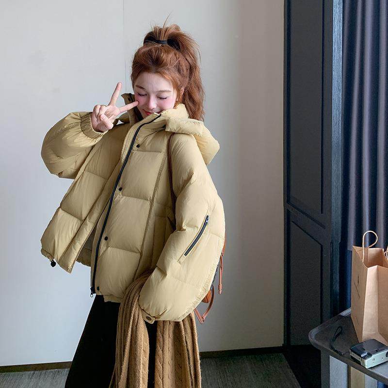 黄色个小子韩b005-612系休连闲风面包羽冬绒服女季新款松弛帽绒外