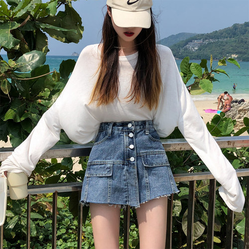 牛仔短裙女2022新款夏季高腰chic半身裙裤a字包臀裙显瘦港风ins潮