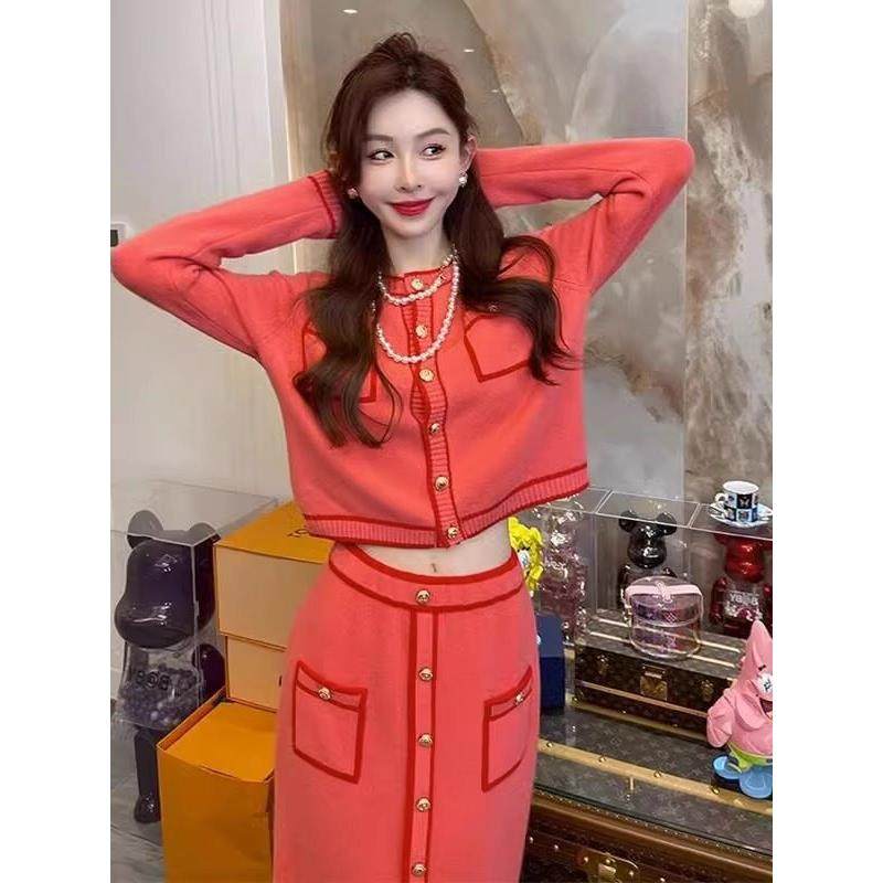 欧洲站秋冬新款绝美洋气减龄小洋装超好看的名媛法式两件套装裙子