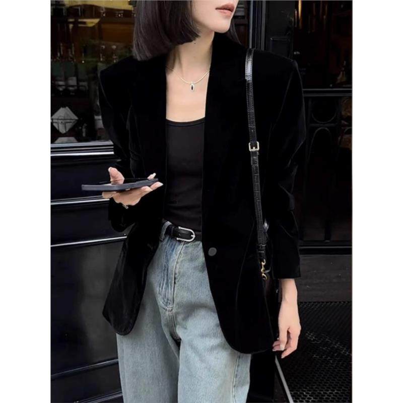 欧洲站秋装2025年新款轻熟风高级感修身显瘦小个子黑色西服外套女,女装/女士精品,短外套,淘宝优惠券,粉丝福利购,淘宝优惠卷