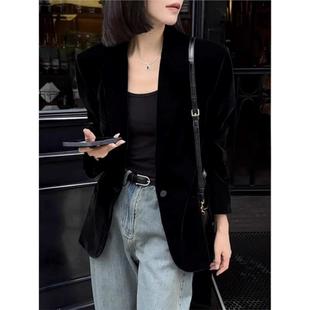 欧洲站秋装2025年新款轻熟风高级感修身显瘦小个子黑色西服外套女