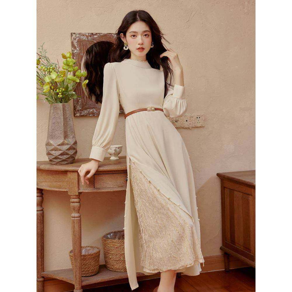 Ocnltiy覆古针织长袖连衣裙女春秋新款女装收腰修身内搭打底长裙,女装/女士精品,真丝上装,淘宝优惠券,粉丝福利购,淘宝优惠卷