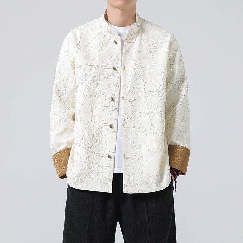 TWG中国风汉服男长袖夹克春秋季新中式唐装宽松大码提花盘扣外套