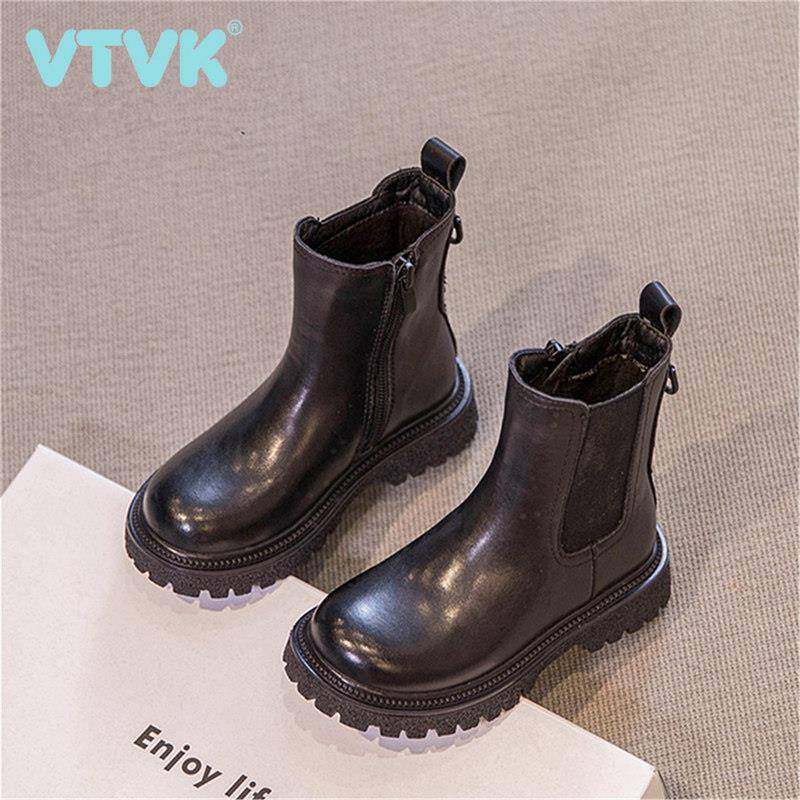 VTVK软底真皮女童马丁靴2025年秋冬新款中大童时尚短靴公主小皮靴