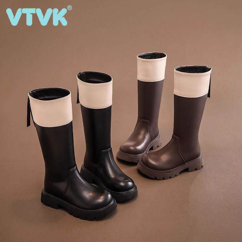 VTVK女童长筒马丁靴2025秋冬新款儿童高筒靴中大童公主风软底长靴