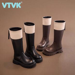 VTVK女童长筒马丁靴2025秋冬新款儿童高筒靴中大童公主风软底长靴
