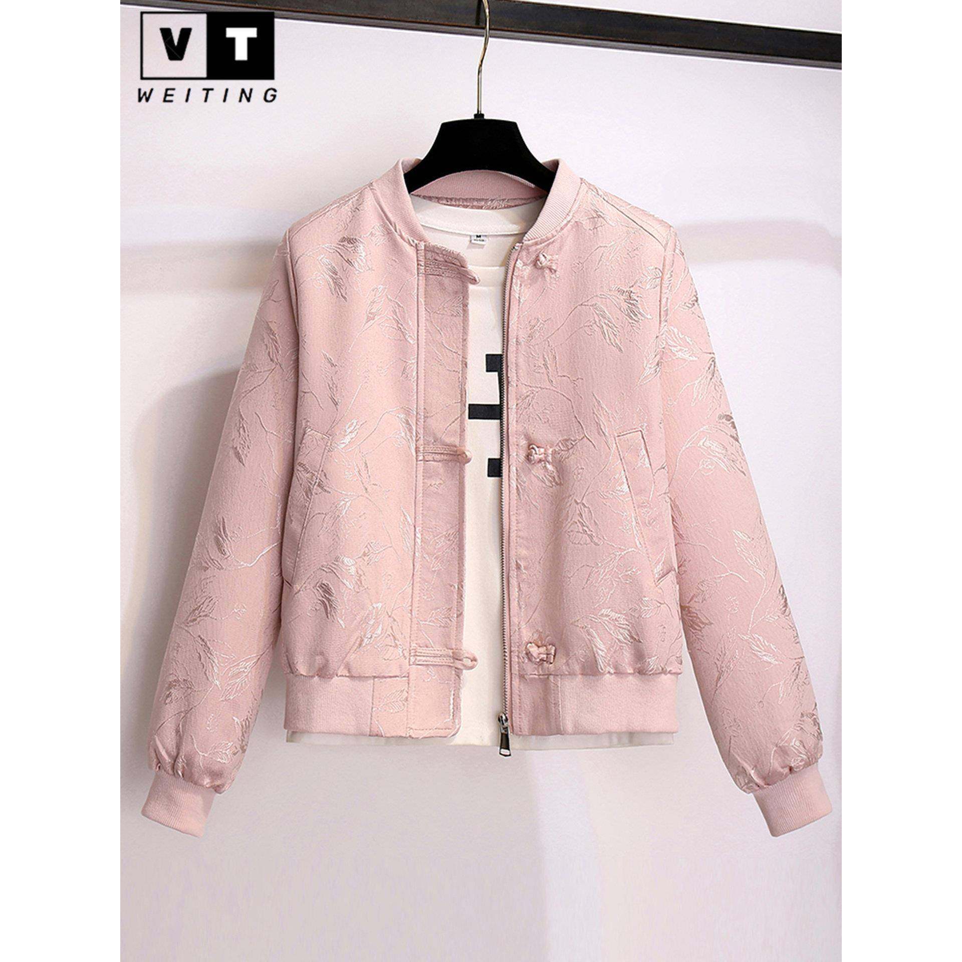 WEI TING粉色小香风棒球服外套女春秋季新款中式提花国风上衣夹克,女装/女士精品,短外套,淘宝优惠券,粉丝福利购,淘宝优惠卷