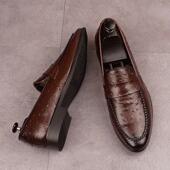 一脚蹬休闲懒人鞋 vkwwhy韩版 内增高豆豆鞋 男2025新款 休闲尖头皮鞋