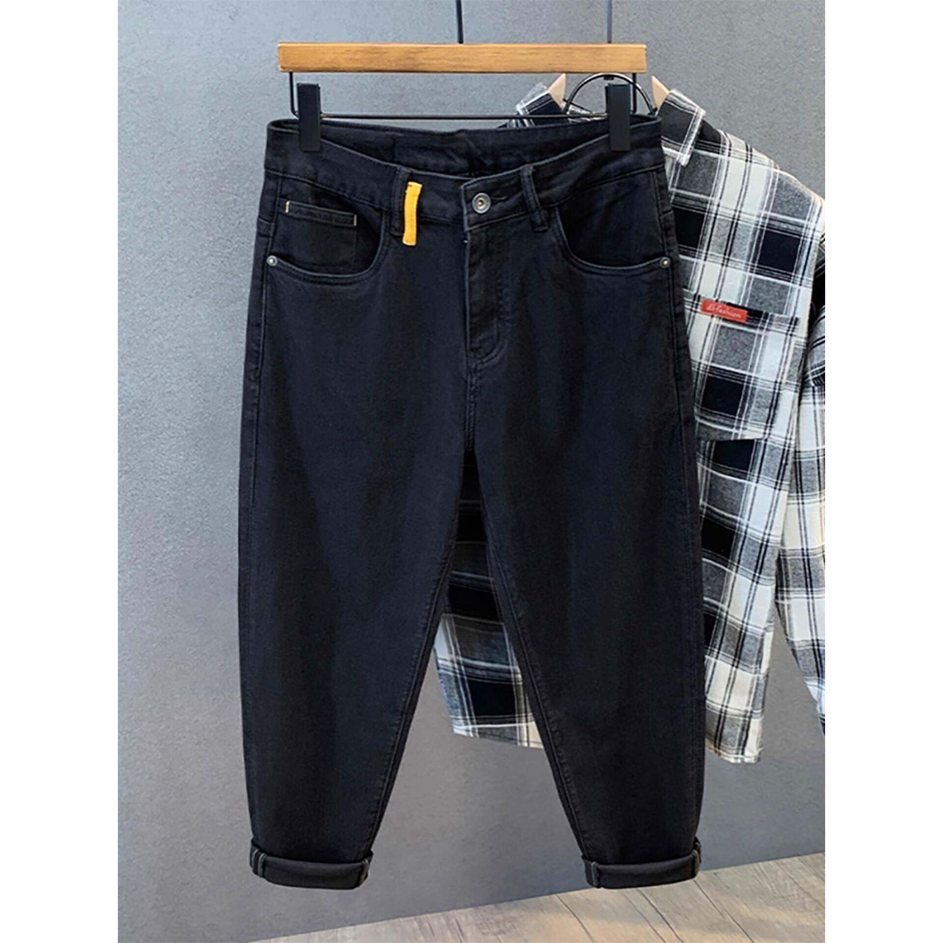 Home Daily~黑色哈伦牛仔裤男春秋痞帅休闲裤弹力宽松直筒长裤男