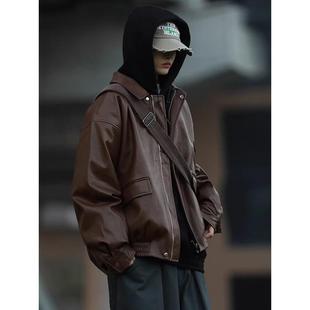 皮衣男修身韩版潮流帅气青年机车服春秋季款高级感皮夹克男士外套