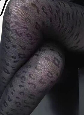 豹纹丝袜网眼袜性感复古提花显瘦连裤袜女白色薄款丝袜美拉德穿搭