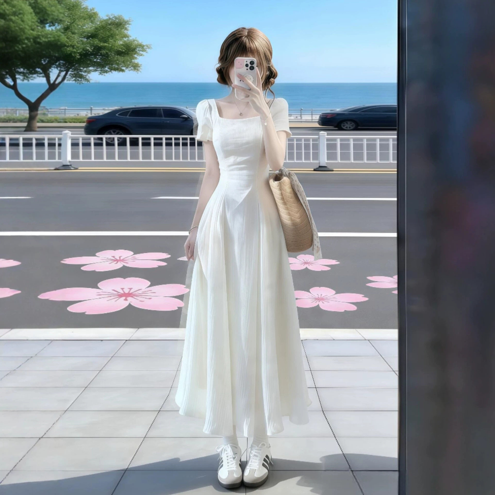 绝美漂亮法式小个子初恋白色连衣裙子女2026新款夏季海边度假长裙