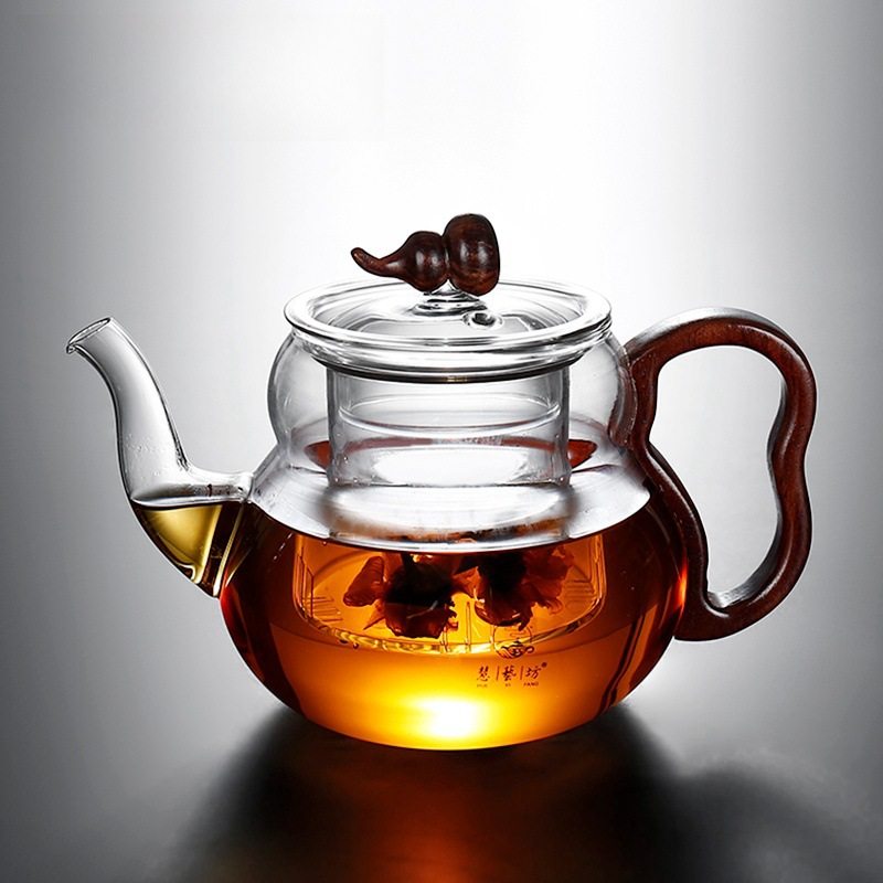 高硼硅玻璃煮茶壶慧藝坊木把耐热透黑福禄壶加厚过滤泡茶煮茶壶,餐饮具,茶壶,淘宝优惠券,粉丝福利购,淘宝优惠卷