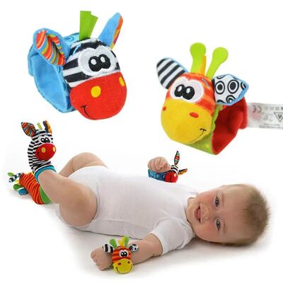 2PCS/SET Baby Rattle Toys Cute Stuffed Animals Wrist Rattle