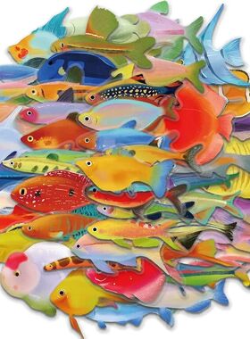 50PCS New Waterproof Fish Transparent Stickers Art DIY Lapto