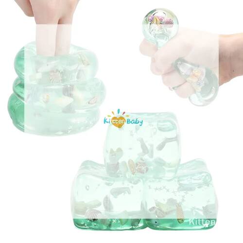 Ice Cube Squeeze Toy Maltose Fidget Ball With Seashell Stres