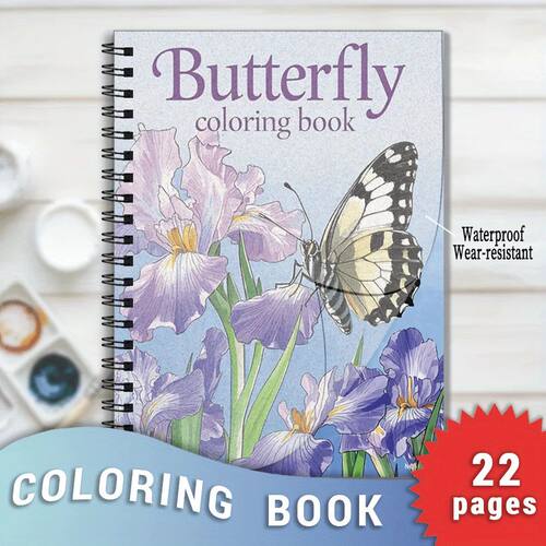 Flowers and Butterflies Adult Coloring Book - 8.3x11.2 inche