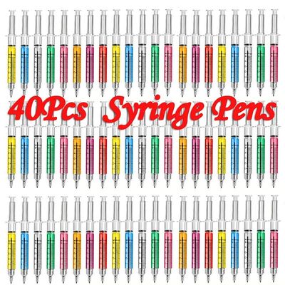 40Pcs  Syringe Pens Ballpoint Pens for Nurses School Hallowe