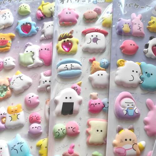 4-Piece Adorable Plushy 3D Bubble EVA Stickers with Diamonds