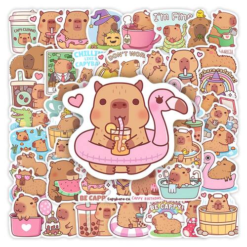 Cute Cartoon Capybara Sticker Fun Pet Animal DIY Kids Toys G