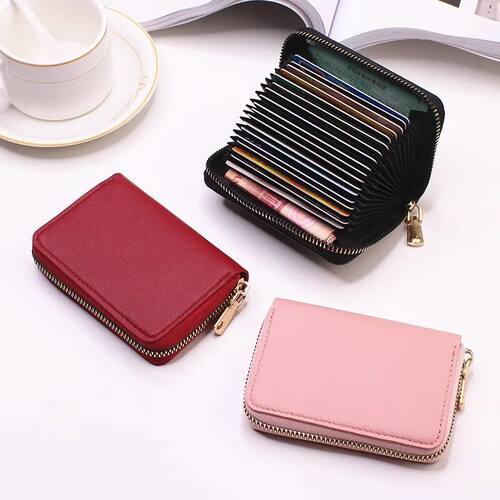 Compact Coin Purse Leather Business Credit Card Case Holder