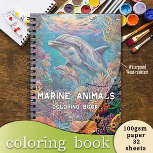 Coloring Book - 8.3 x 11.2 inches 32 pages of vivid sea anim