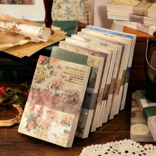 100Pcs/Pack Vintage Scrapbooking Decorative Paper Material P
