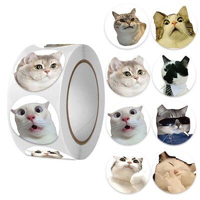 100pcs/500pcs Cartoon Meme Cat Stickers For School Reward St