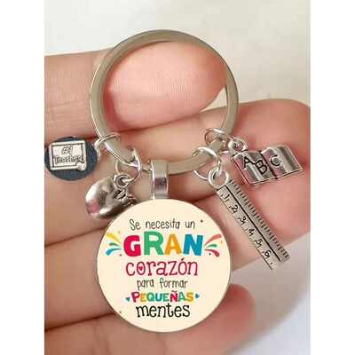 New Teacher Keychain Thank You Teacher Text Keychain Pendant
