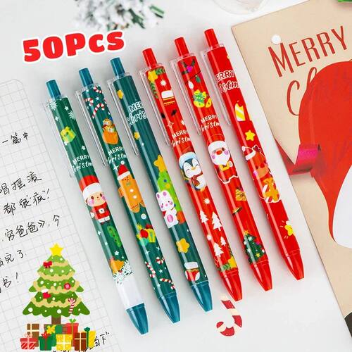 50Pcs/Lot Cute Christmas Press Gel Pens Cartoon Santa Claus
