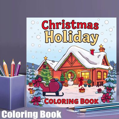 28 Pages Original Christmas Holiday Scenes Coloring Book for