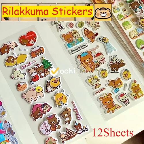 12Sheets Cartoon Rilakkuma Bubble Stickers Kawaii Anime Thre