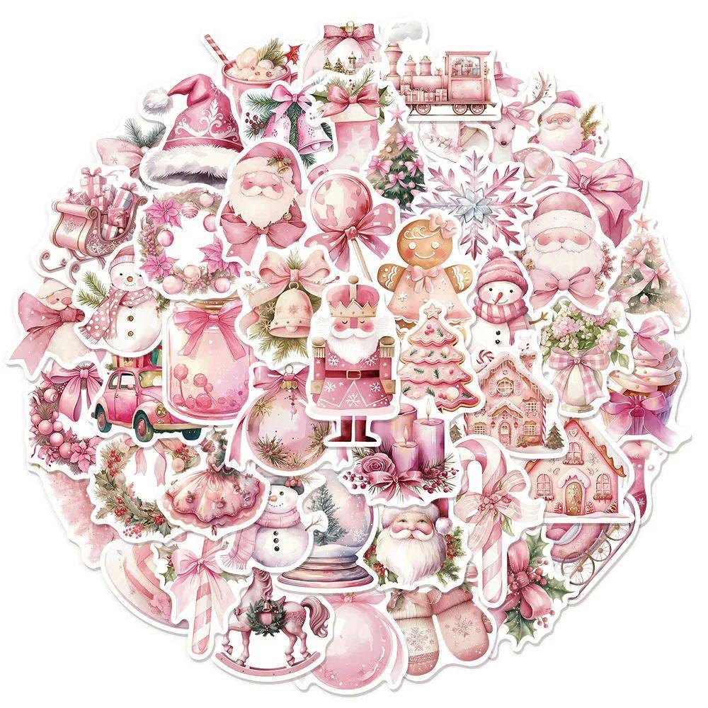 50PCS Pink Christmas Gift Graffiti Stickers Luggage Notebook