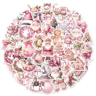 50PCS Pink Christmas Gift Graffiti Stickers Luggage Notebook