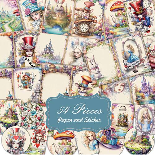 JAIIMAN54pieces Fantasy Wonderland Writable Junk Journal Set