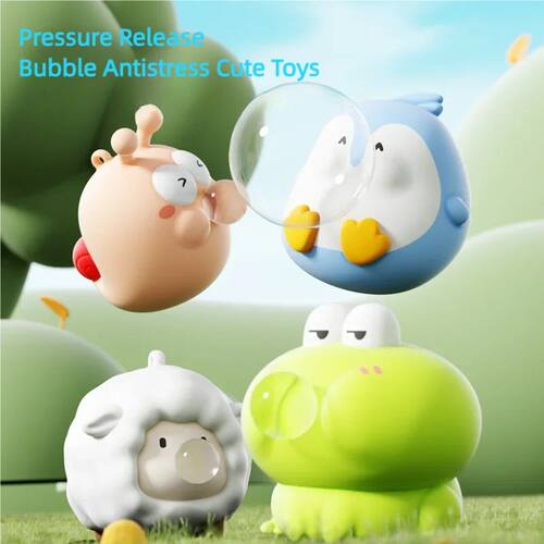 Cute Animal Spitting Bubbles Squish Squeeze Toy Anxiety Stre