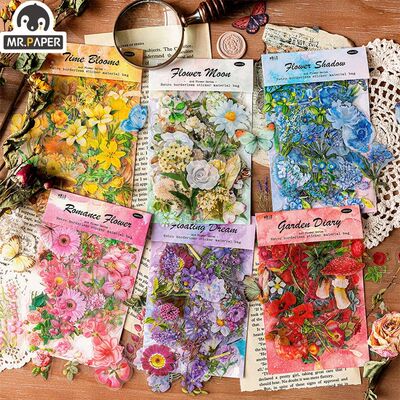 6 Styles 100Pcs/Bag Vintage Botanical Stickers Aesthetic Flo
