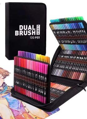48/60/72/100/120 Colors Dual Tip Brush Marker Pens Watercolo