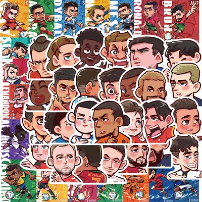 54PCS Soccer Star Scrapbook Stickers DIY Diary Laptop Luggag
