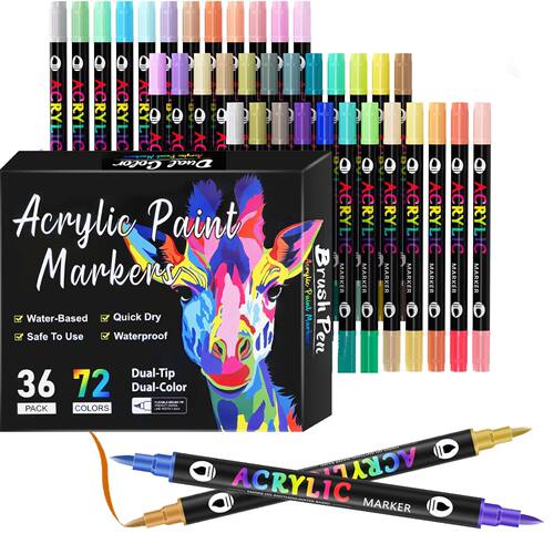 24/48/72 Colors Double Nib Acrylic Markers,Paint Pens,Dual C