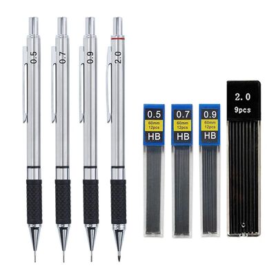 Metal Mechanical Pencil set with pencil grip Leads Art Drawi