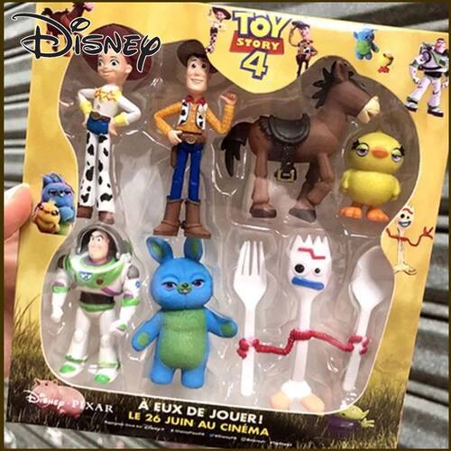 Pixar 7pcs Toy Story 4 Action Figures Woody Jessie Buzz Ligh