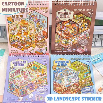 3D Cabin Scene Stickers Book Visual Stacking Cartoon Scene S