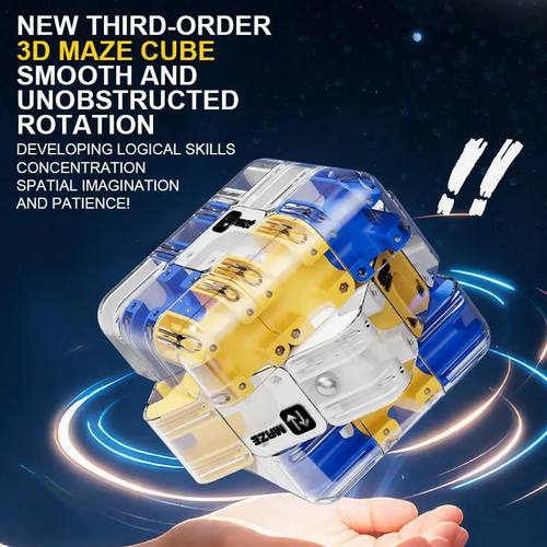 3D Maze Magic Cube Six-sided Transparent Puzzle Speed Cube C