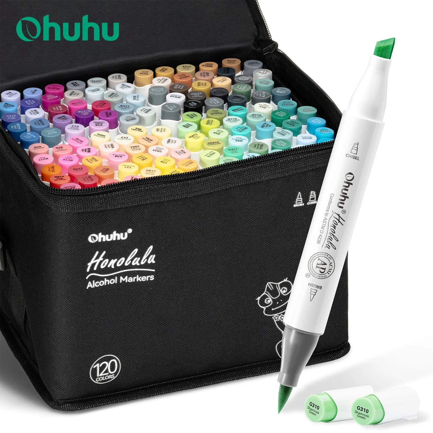 Ohuhu Honolulu 120 Colors Marker Pen Set Alcohol Art Markers图片